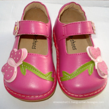Lovely Hot Pink Big Butterfly Toddler Squeaky Shoes